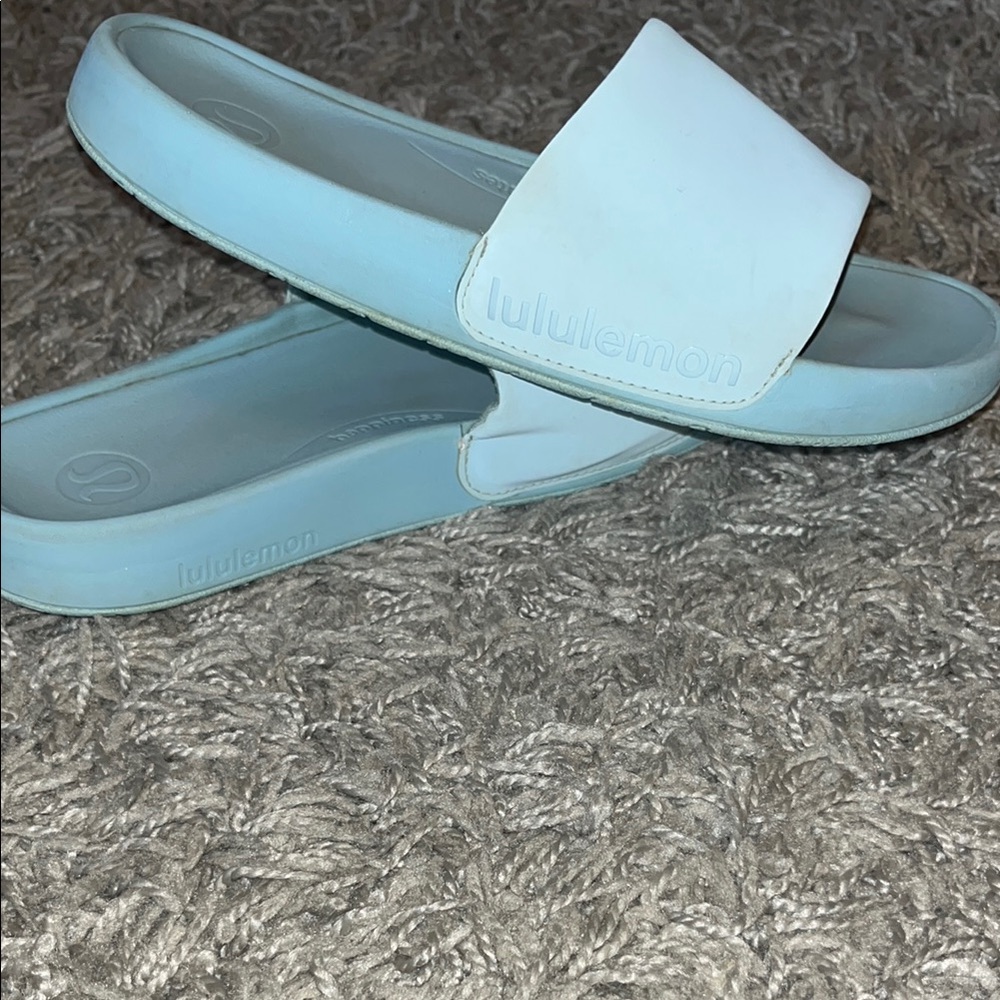lululemon athletica Women's Light Blue Slide Sandals